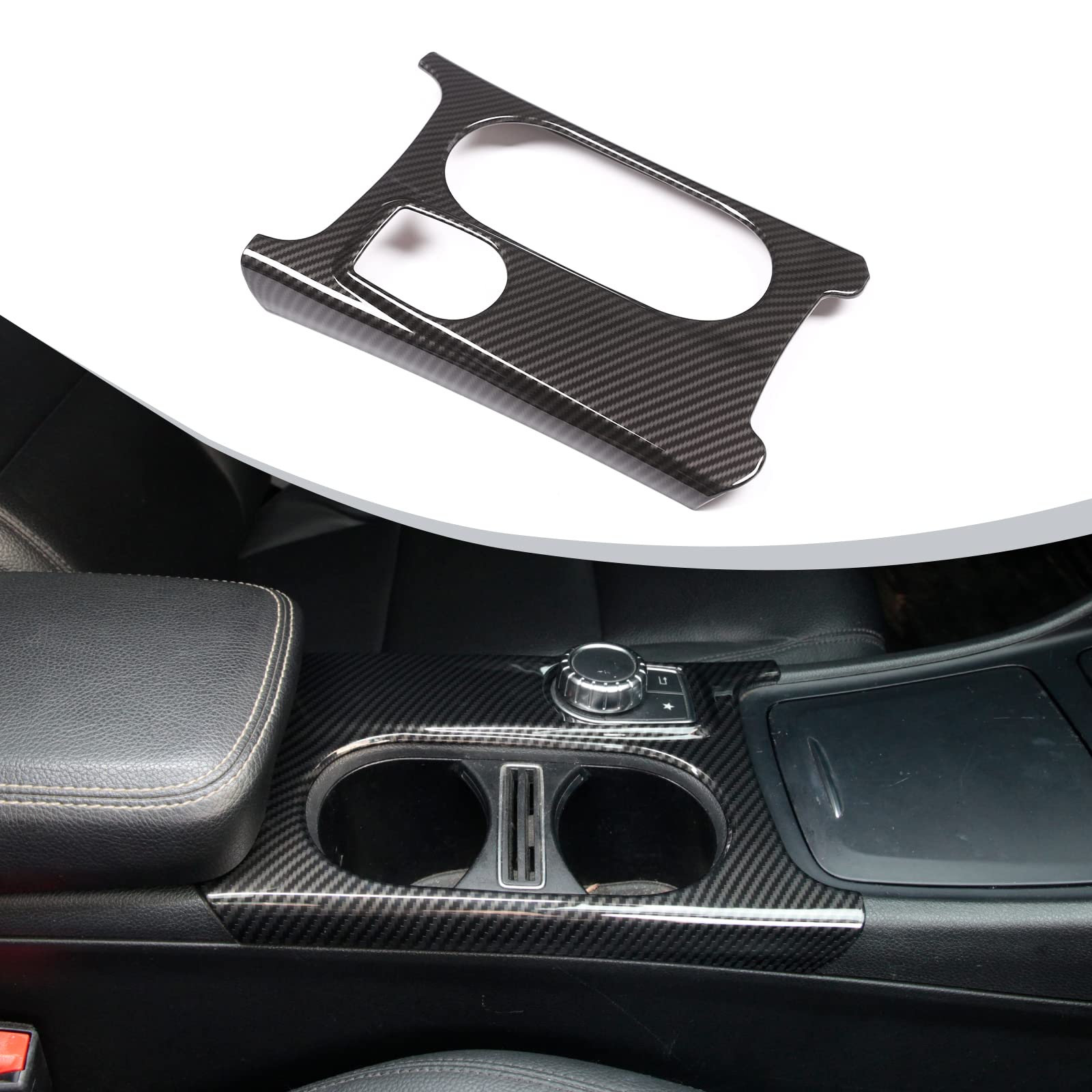 Carbon ABS Chrom Cup Holder Cover Trim für Benz A/GLA/CLA Klasse C117 Faltenband zum W176 X156 2012-2018 Für Linkslenker von DIYUCAR