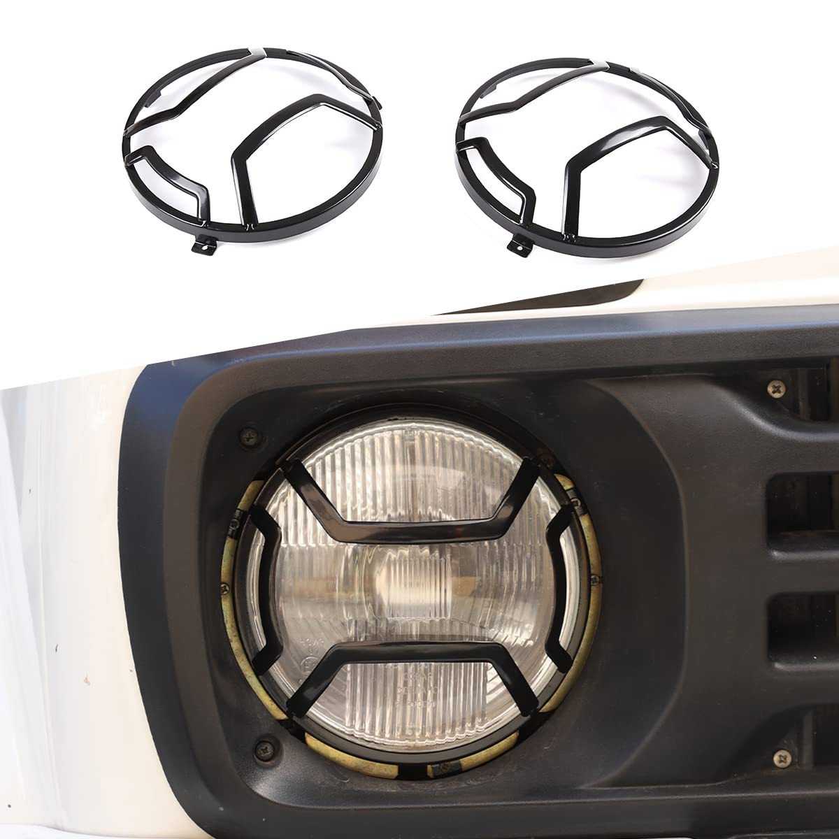 DIYUCAR 2 x Metall-Frontscheinwerfer-Schutzrahmen für NIVA Autozubehör (Stil B Frontscheinwerferabdeckung) von DIYUCAR
