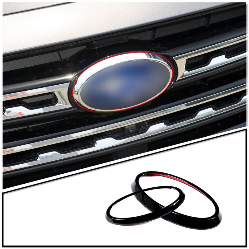 DIYUCAR 2 Stück für Subaru Outback 2021–2022 Auto vorne hinten Abzeichen Ring Logo Rahmen Abdeckung Dekoration Verkleidung Außenzubehör (Glänzend schwarz) von DIYUCAR