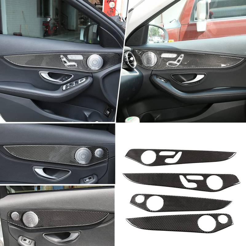 DIYUCAR 4 Stück weiche Kohlefaser Innentür-Dekoration Panel Abdeckungen Zierleisten für Mercedes Benz C GLC Klasse W205 2014–2020 Autozubehör (Stil B) von DIYUCAR