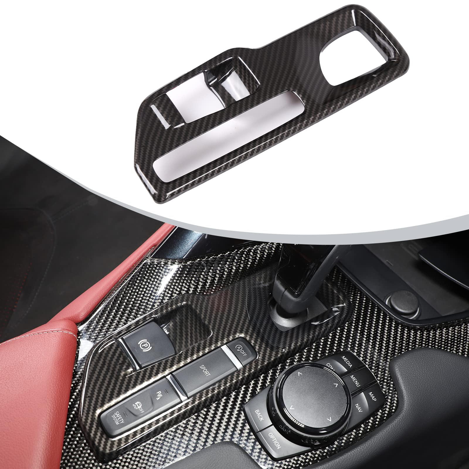 DIYUCAR ABS Carbon Fiber Car Central Control Shift Panel Cover Trim Stickers for Toyota GR Supra A90 2019-2022 Interior Accessories (Carbon Fiber) von DIYUCAR