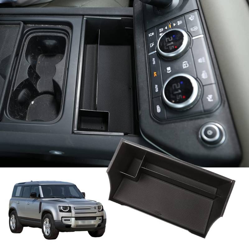 DIYUCAR ABS Aufbewahrungsbox für die Mittelkonsole für LR Defender 90 110 2020–2024, schwarzes Autozubehör (Update Schwarz (Mittelkonsole)) von DIYUCAR