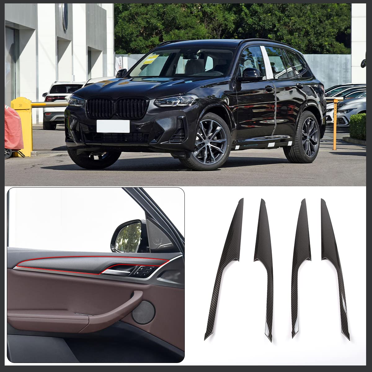 DIYUCAR ABS Kohlefaser Auto Innenraum Türverkleidung Verkleidung Aufkleber für BMW X3 X4 G01 G02 2018-2022 Autozubehör von DIYUCAR