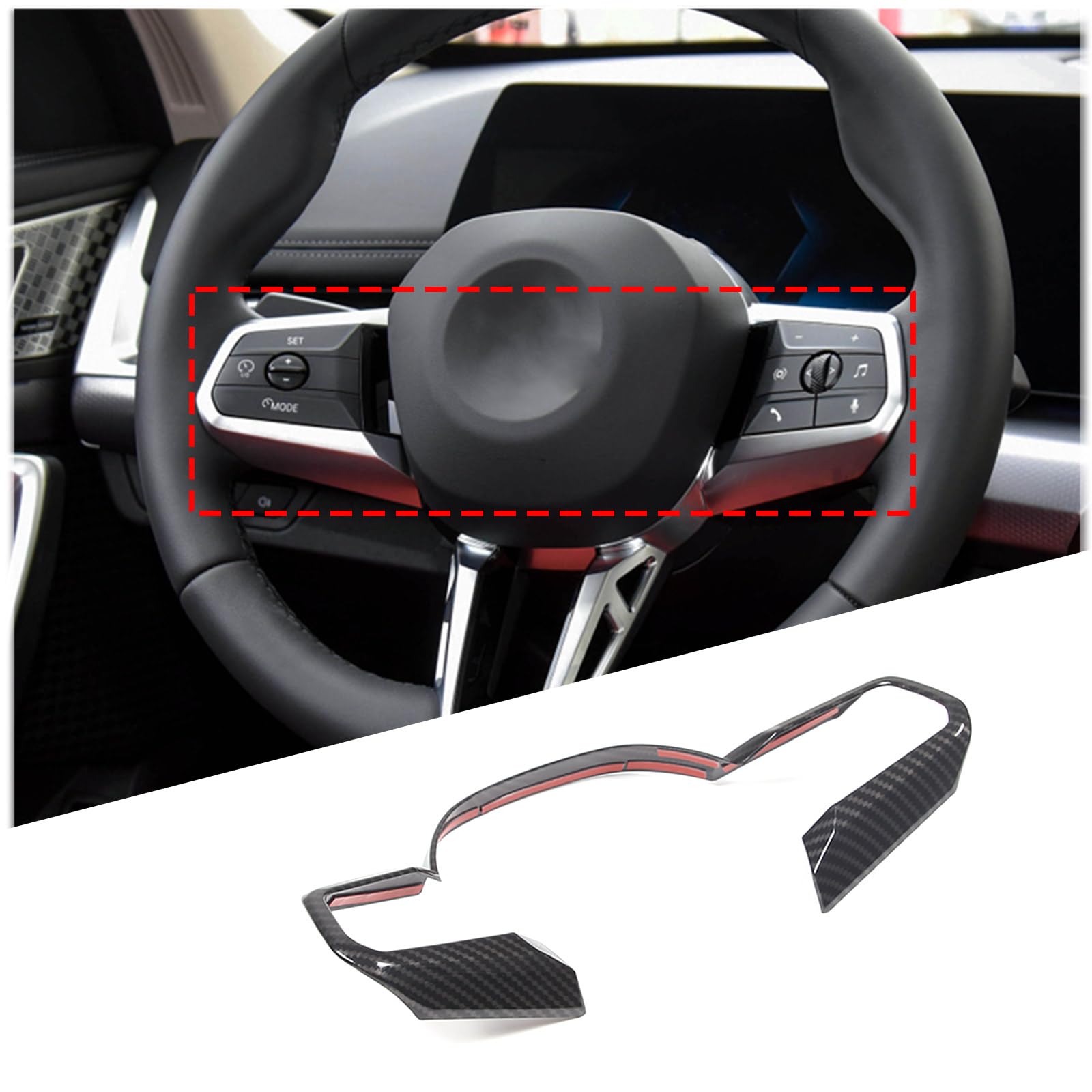 DIYUCAR Auto-Lenkradabdeckung aus ABS-Kunststoff, Karbonfaser-Stil, Rahmen für B-M-W X1 IX1 U10 U11 2023–2024, Auto-Innenzubehör DIYUCAR Auto-Lenkradabdeckung aus ABS-Kunststoff, Karbonfaser-Stil, Rahmen für B-M-W X1 IX1 U10 U11 2023–2024, Auto-Innenzubehör von DIYUCAR