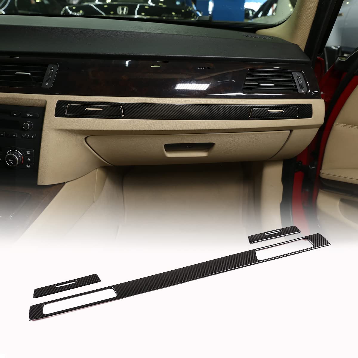 DIYUCAR ABS Kohlefaser Stil Konsole Handschuh Box Wasserbecherhalter Panel Abdeckung Trim Strip Kit Fit für BMW 3er E90 E92 E93 Zubehör DIYUCAR ABS Kohlefaser Stil Konsole Handschuh Box Wasserbecherhalter Panel Abdeckung Trim Strip Kit Fit für BMW 3er E90 E92 E93 Zubehör von DIYUCAR