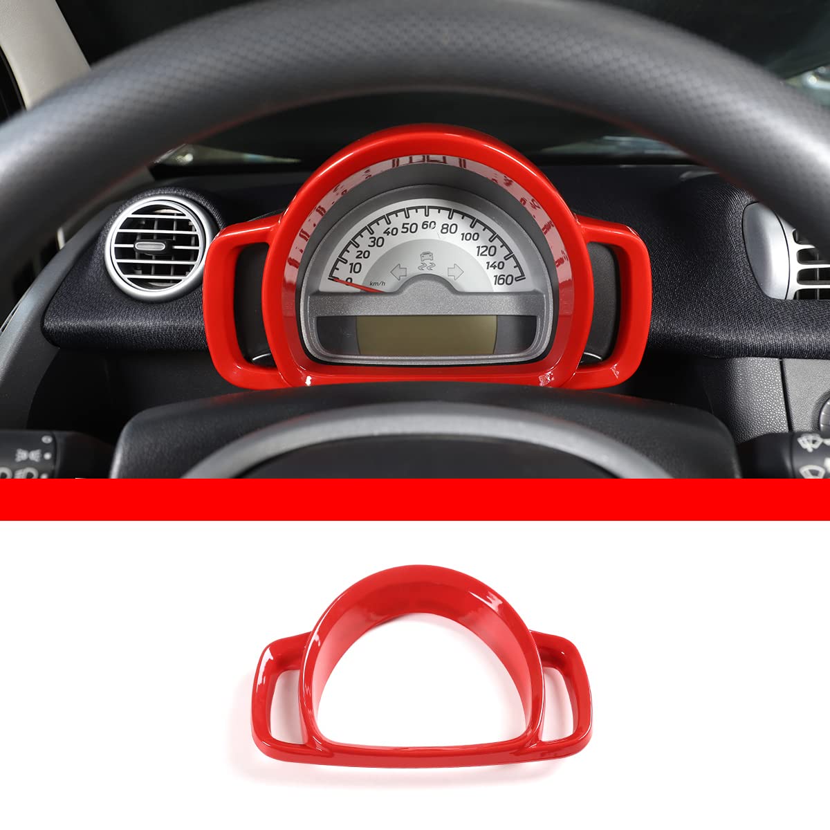 DIYUCAR ABS-Kunststoff-Armaturenbrett-Rahmen-Zierring für Mercedes-Benz Smart 451 Fortwo 2009-2015 Innenausstattung (rot) von DIYUCAR