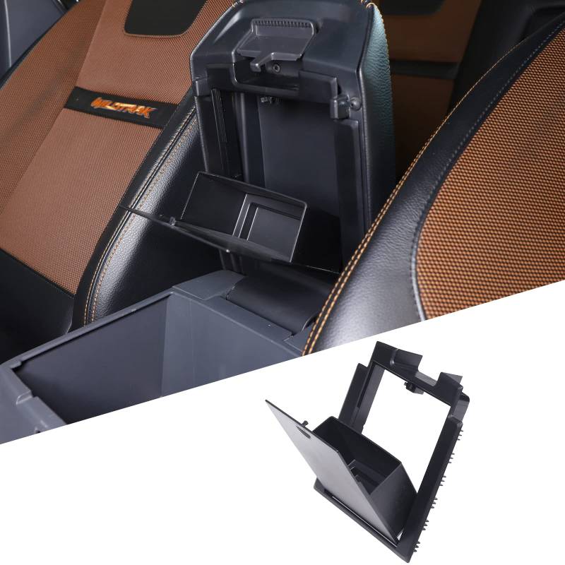 DIYUCAR ABS Kunststoff Auto Mittelkonsole Organizer Armlehne Tablett Versteckte Armlehne Aufbewahrungsbox für Ford Ranger 2015-2021 von DIYUCAR