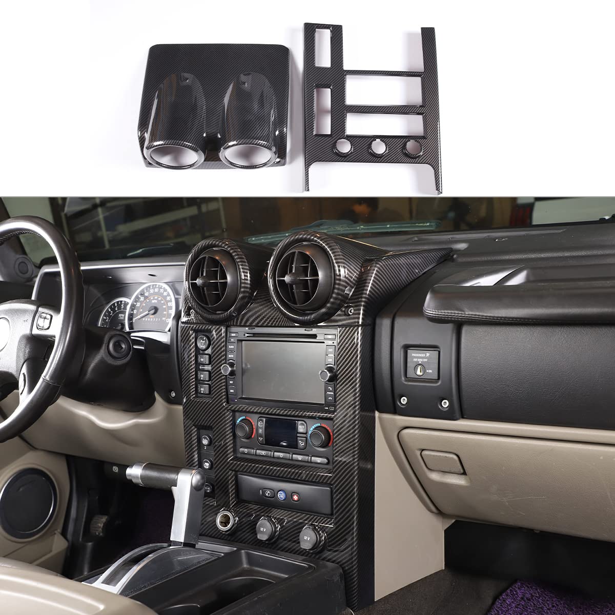 DIYUCAR ABS-Kunststoff Auto-Mittelkonsole Panel Klimaanlage Lüftungsschlitze Verkleidung Abdeckung für Hummer H2 2003–2007 Innenraum Zubehör (Stil E) von DIYUCAR