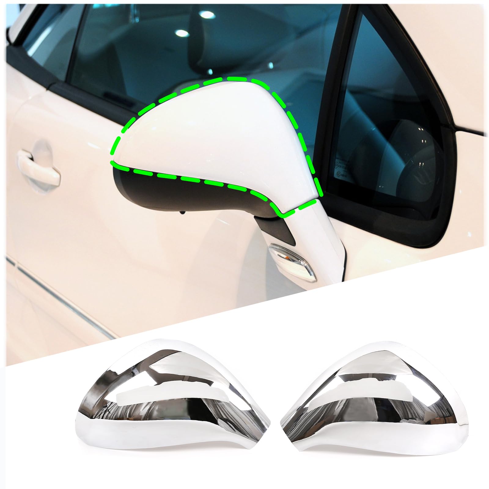 DIYUCAR ABS Kunststoff Auto Seite Rückspiegel Abdeckung Kappe Trim Für Peugeot 207 308 2006-2014 Außenzubehör (Glänzend Silber) von DIYUCAR