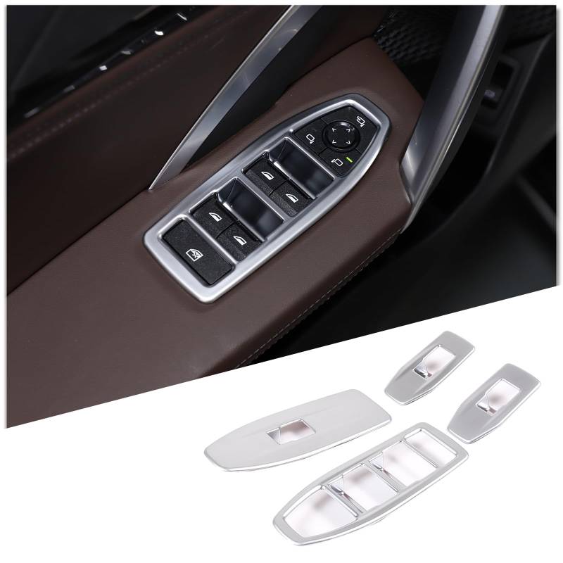DIYUCAR ABS-Kunststoff Autotür Fenster Lift Schalter Rahmen Abdeckung Panel Trim Dekoration Aufkleber Für B-M-W X1 U11 2023-2024 Innenzubehör (Silber) von DIYUCAR