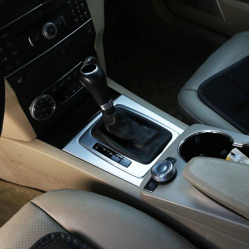 DIYUCAR ABS Silver Car Center Console Shift Gear Panel Frame Cover Trim For Benz C GLK Class X204 W204 C180 C200 C260 2008-2013 Autozubehör von DIYUCAR