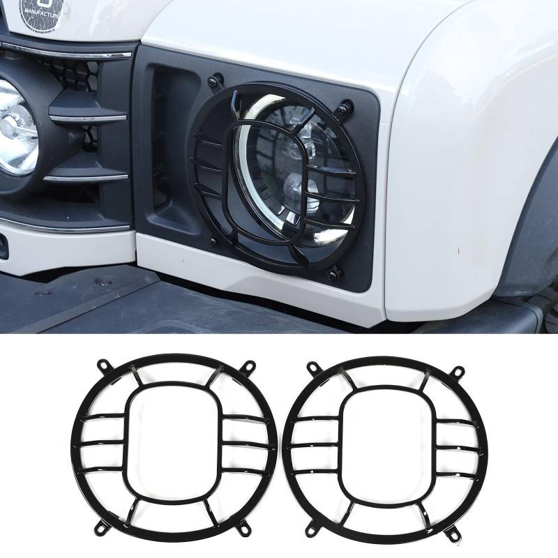 DIYUCAR Aluminiumlegierung Auto Frontscheinwerfer Lampe Guard Cover Trim Kompatibel mit Ineos Grenadier 2020-2024 Auto Externes Dekoratives Zubehör (Glanz Schwarz) von DIYUCAR