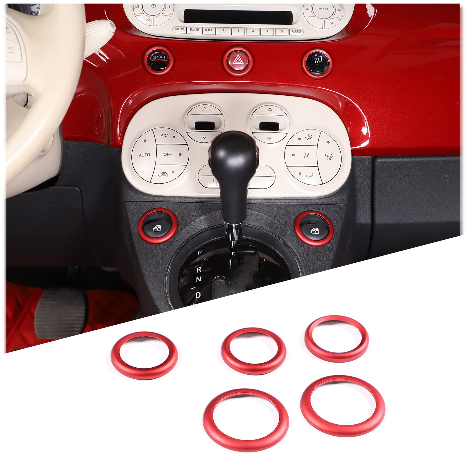 DIYUCAR Aluminiumlegierung Auto Mittelkonsole Double Flash Glas Lift Taste dekorativen Ring für Fiat 500 2010-2022 Interieur Zubehör DIYUCAR Aluminiumlegierung Auto Mittelkonsole Double Flash Glas Lift Taste dekorativen Ring für Fiat 500 2010-2022 Interieur Zubehör von DIYUCAR
