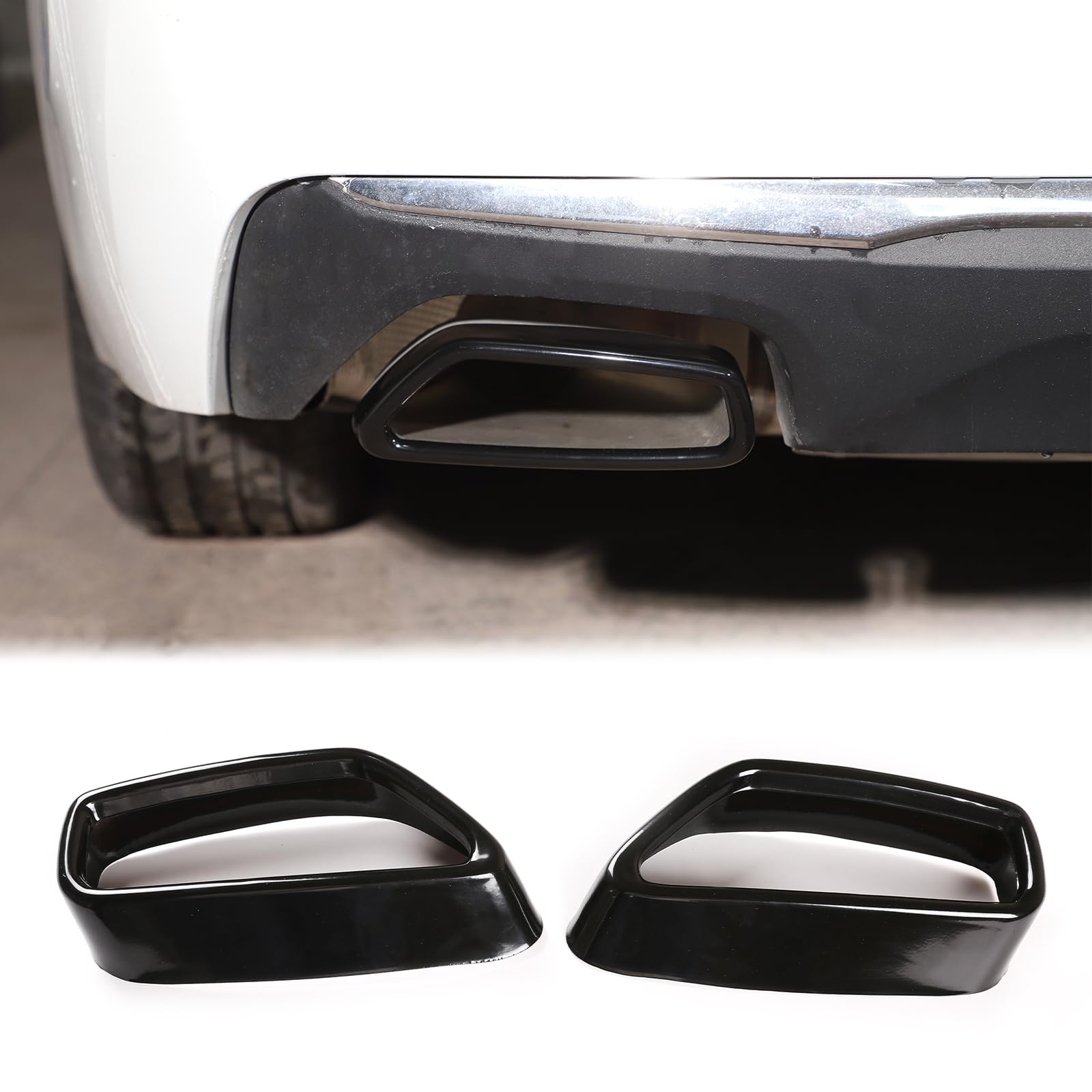 DIYUCAR Für neue 5er Serie G30 G38 2018-2022 Edelstahl Schalldämpfer Auspuffrohr Throat Tail Cover Trim Schwarz DIYUCAR Für neue 5er Serie G30 G38 2018-2022 Edelstahl Schalldämpfer Auspuffrohr Throat Tail Cover Trim Schwarz von DIYUCAR