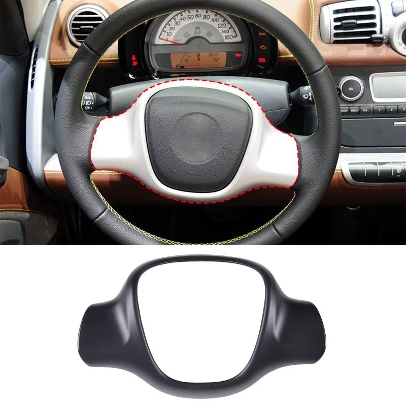 DIYUCAR Auto-Lenkrad-Dekoration für Benz Smart 451 Fortwo 2009–2015 Autozubehör, mattschwarz von DIYUCAR