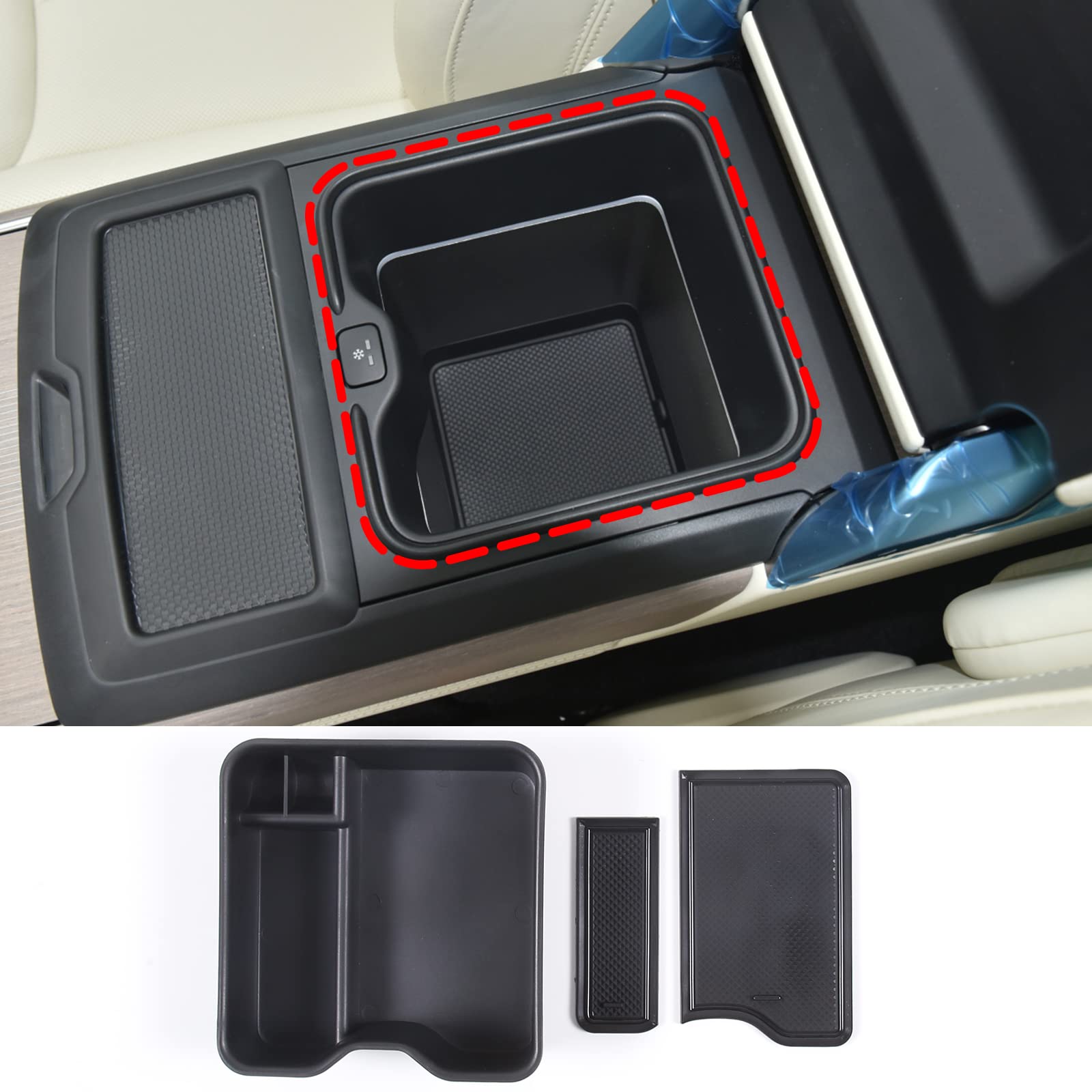 DIYUCAR Auto-Mittelkonsole Armlehne Aufbewahrungsbox Organizer Tray für LR Range Rover Sport Vogue 2023 mit Kühlschrank-Version DIYUCAR Auto-Mittelkonsole Armlehne Aufbewahrungsbox Organizer Tray für LR Range Rover Sport Vogue 2023 mit Kühlschrank-Version von DIYUCAR