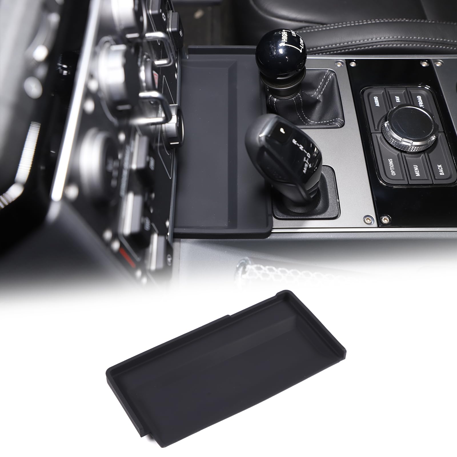 DIYUCAR Auto Mittelkonsole Gear Shift Aufbewahrungsbox Organizer Tablett Silikon Matten Kompatibel mit Ineos Grenadier 2020-2024 Innenzubehör von DIYUCAR