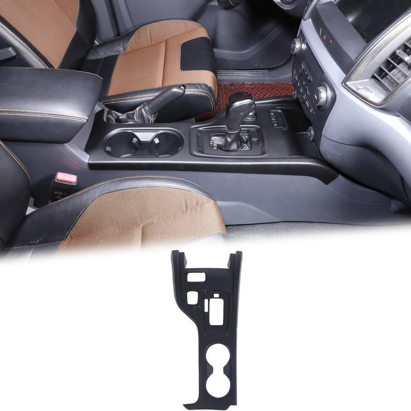 DIYUCAR Auto Mittelkonsole Schalttafel Abdeckung Verkleidung Kompatibel mit Ford Ranger 2015–2021, ABS Mittelkonsolen Wasserbecherhalter Panel Abdeckung Innenzubehör (mattschwarz) von DIYUCAR