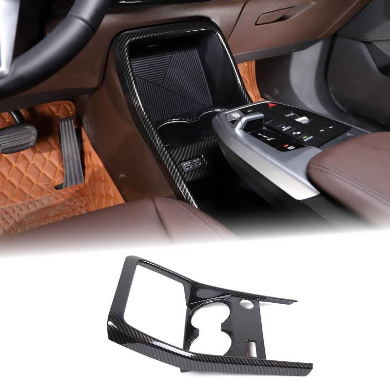 DIYUCAR Auto-Mittelkonsole Wasserbecherhalter Verkleidung Abdeckung für B-M-W X1 U11 2023 2024, Automobil-Innenzubehör, Wasserbecherhalter, Abdeckung, dekorative Zierleiste von DIYUCAR