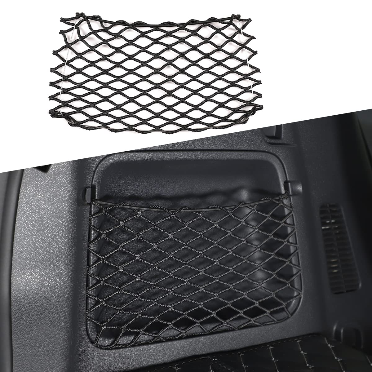 DIYUCAR Auto-Rückseite Kofferraum Seitenaufbewahrung Tasche Organizer Elastische Schnur Netz Tasche Netz Tasche Netz Für Mercedes-Benz Smart 451 Fortwo 2009-2015 von DIYUCAR