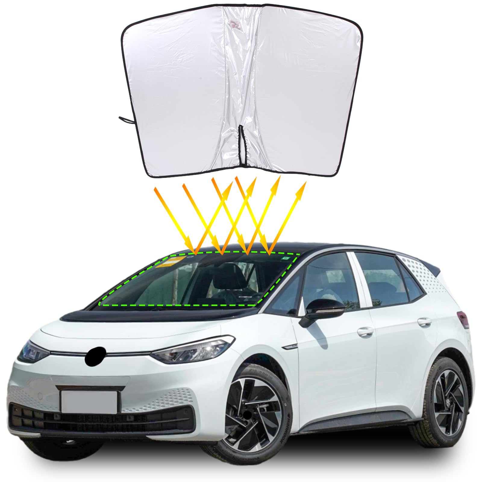 DIYUCAR Auto Windschutzscheibe Sonnenblende mit Aufbewahrungstasche kompatibel mit Volkswagen ID.3 2019-2024 210T Reflektierende Polyester faltbare Auto Sonnenblende für Sonnenschutz und Wärmeisolieru DIYUCAR Auto Windschutzscheibe Sonnenblende mit Aufbewahrungstasche kompatibel mit Volkswagen ID.3 2019-2024 210T Reflektierende Polyester faltbare Auto Sonnenblende für Sonnenschutz und Wärmeisolieru von DIYUCAR