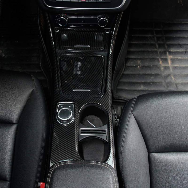 DIYUCAR 6 Stück Carbon ABS Auto Mittelkonsole Panel Trim Aufkleber für Benz CLA GLA A Klasse W117 X156 W176 A180 2014-2018 von DIYUCAR