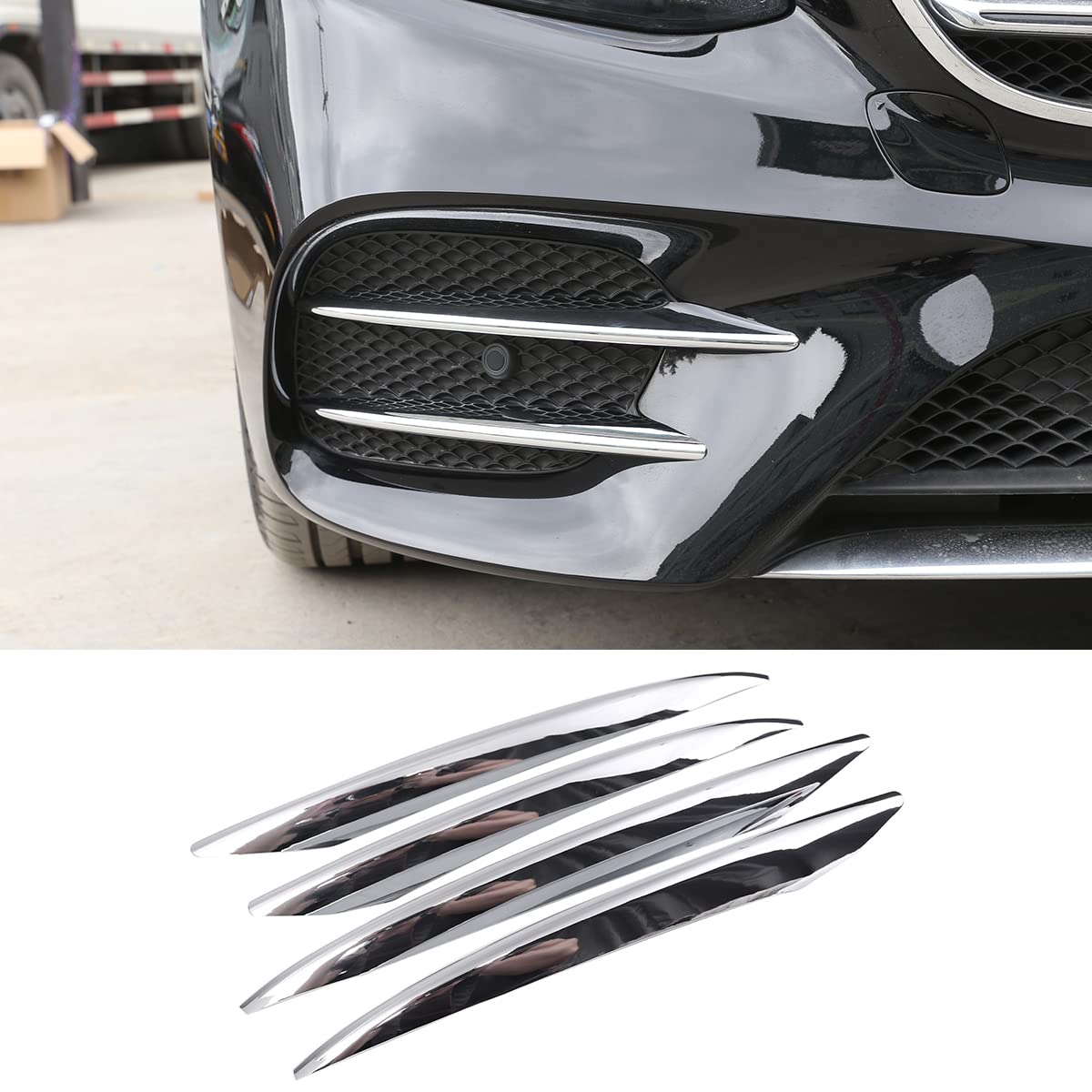 DIYUCAR Chrome Nebelscheinwerfer-Dekorationsstreifen-Ordnung für Benz E-Klasse W213 2016-2018 Autozubehör von DIYUCAR