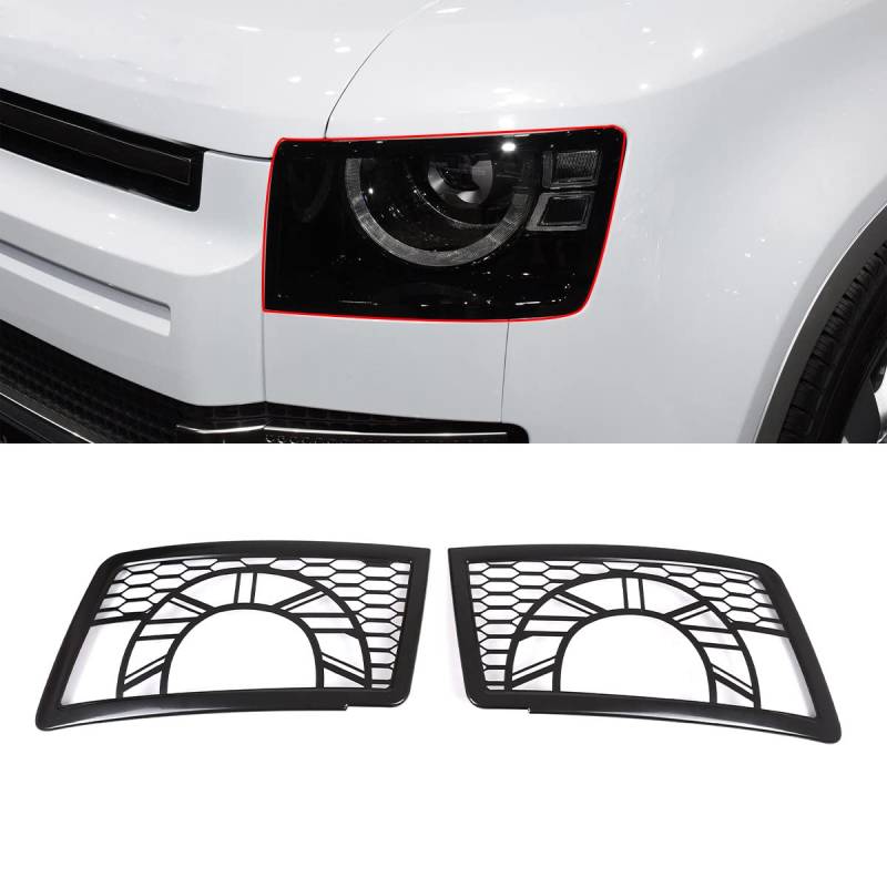 DIYUCAR Edelstahl-Auto-Scheinwerfer-Lampenschirm-Schutznetz für Land Rover Defender 110 2020-2022, Auto-Modifikationszubehör (Stil A) von DIYUCAR