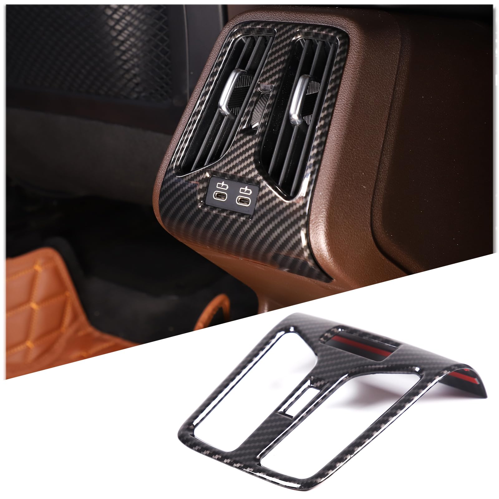 DIYUCAR Für B-M-W X1 U11 2023-2024 ABS Kunststoff Auto Hintere Reihe Klimaanlage Vent Outlet Rahmen Abdeckung Trim Innenraum Zubehör (Kohlefaser) von DIYUCAR