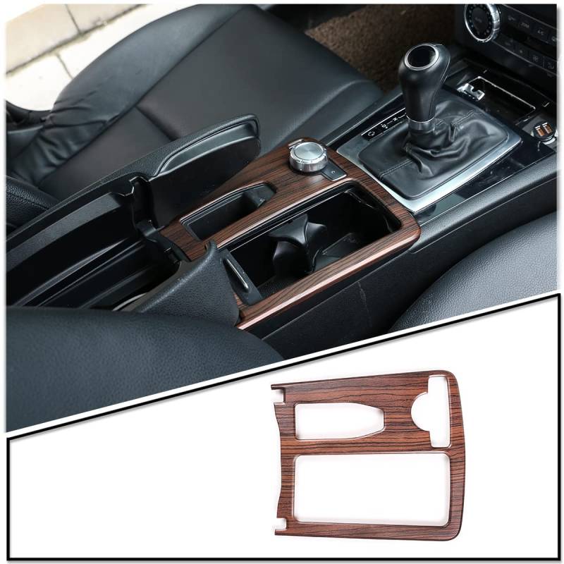 DIYUCAR Für C-Klasse W204 2008-2014 Auto ABS Kiefernholzmaserung Mittelkonsole Getränkehalter Rahmenverkleidung von DIYUCAR
