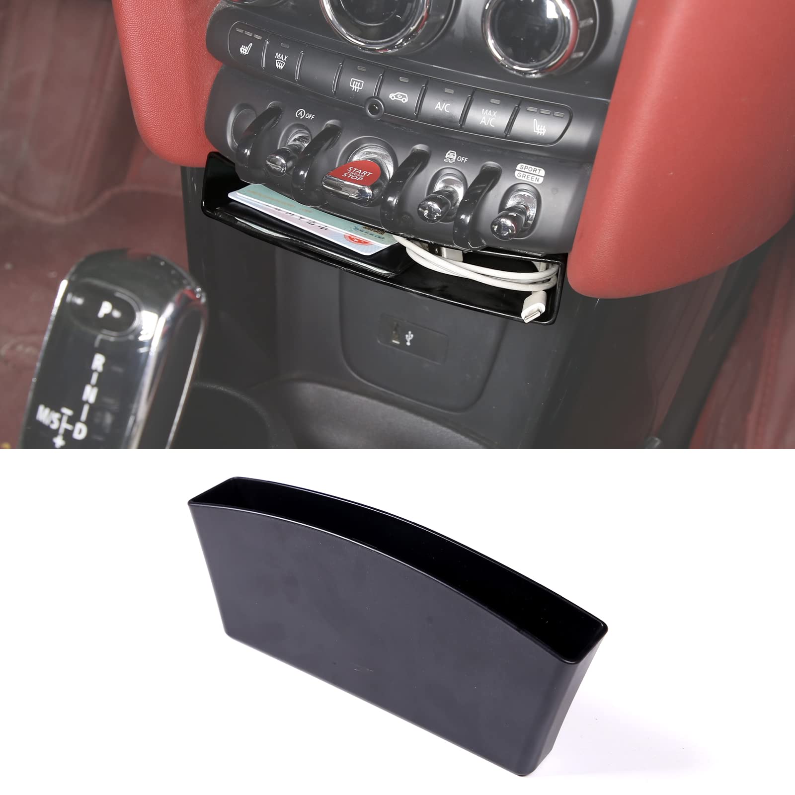 DIYUCAR Für Mini Cooper 2014–2022 Auto Kunststoff Mittelkonsole Multifunktions-Aufbewahrungsbox Handyablage Zubehör von DIYUCAR