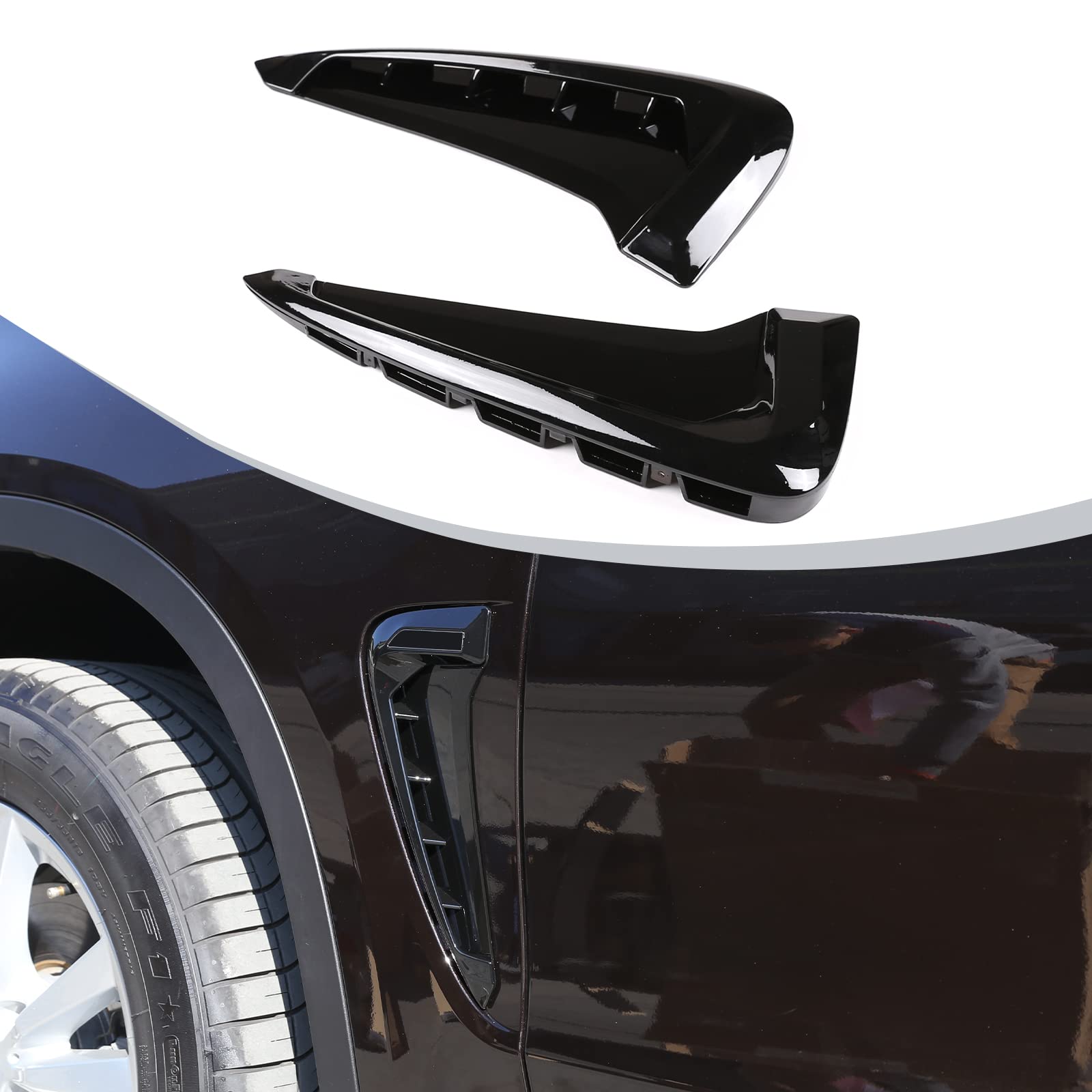 DIYUCAR Glänzende schwarze Auto-Kiemen-Aufkleber für die Seitenschlitze, für X5 F15 X5M F85 2014–2018 Zubehör von DIYUCAR
