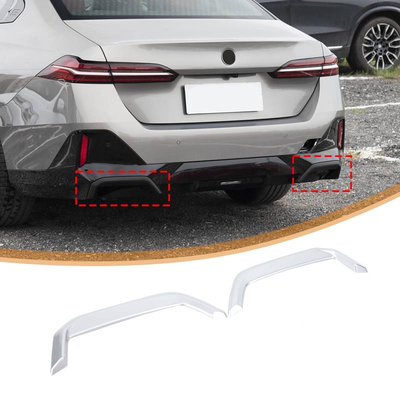DIYUCAR Kompatibel mit 5er-Serie G60 2024 2025 ABS Auto Heckstoßstange Seitenlippe Verkleidung Rahmen Abdeckung Außenzubehör (Silber, Stil A) von DIYUCAR