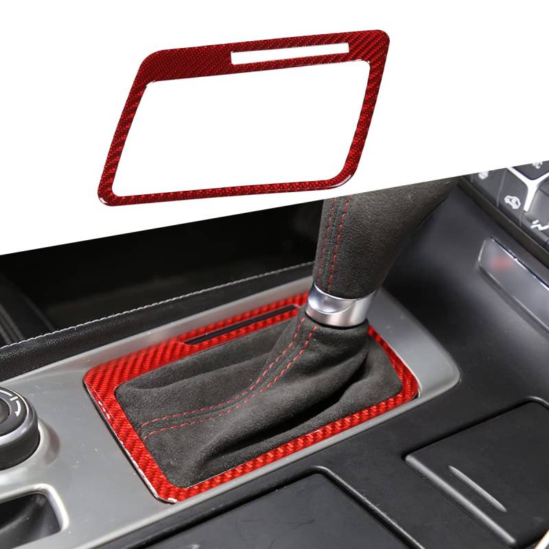 DIYUCAR Real Carbon Fiber Car Gear Shift Panel Frame Trim Sticker For Chevrolet Corvette C7 2014-2019 Auto Interior Accessories (Red) von DIYUCAR
