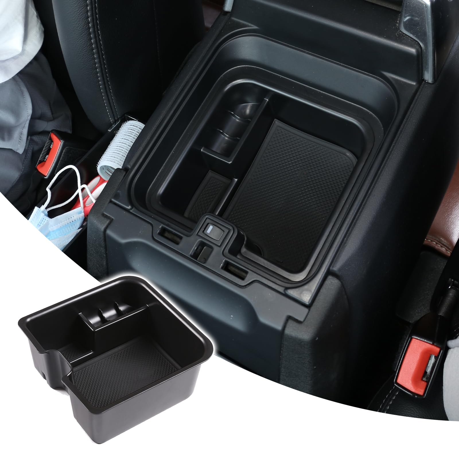 DIYUCAR Aufbewahrungsbox für Landrover Discovery 4 2014–2016, Schwarz Palstic Auto Mittelkonsole Aufbewahrungsbox Telefonablage Zubehör mit Kühlschrank von DIYUCAR