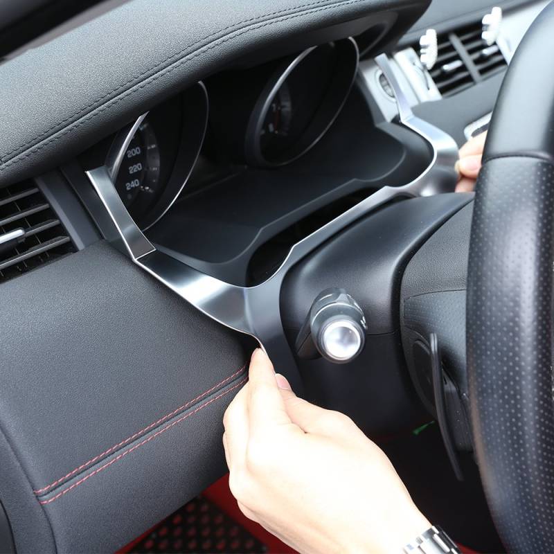 DIYUCAR Linkslenker-Fahrzeuge! Auto Innenraum Front Armaturenbrett Randabdeckung Rahmen Verkleidung ABS Matt Silber Aufkleber Zubehör für Range Rover Evoque 2012-2017 von DIYUCAR
