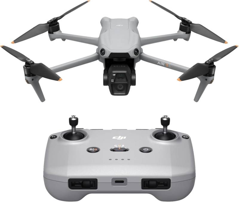 DJI Air 3S (RC-N3), Drohne mit 4K-Kamera, Dual-Kameradrohne mit 1" CMOS Weitwinkelkamera, 4K/60fps HDR Video und Dynamikumfang von 14 Blendenstufen, 45 Min. maximale Flugzeit, 20 km Videoübertragung von DJI