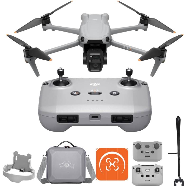 DJI Air 3S (RC-N3) mit Vielseitiges Zubehör, Drohne mit 4K-Kamera, Dual-Kameradrohne mit 1" CMOS Weitwinkelkamera, 4K/60fps HDR Video und Dynamikumfang von 14 Blendenstufen, 45 Min Maximale Flugzeit von DJI