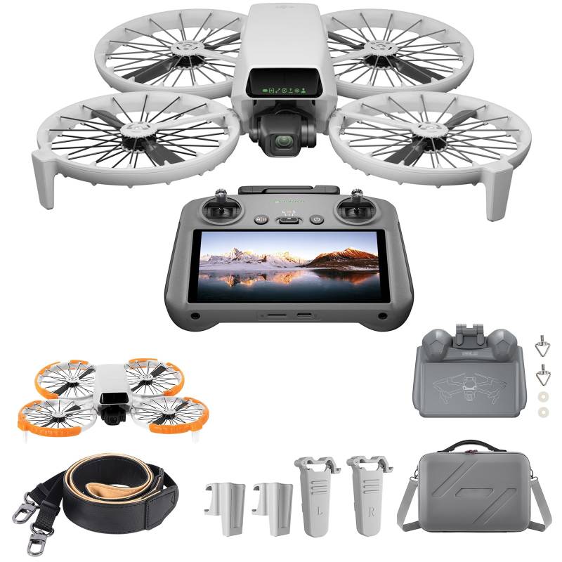 DJI Flip (RC 2 Fernsteuerung mit Bildschirm) mit Vielseitiges Zubehör, Drohne mit Kamera 4k Erwachsene, Mini Drohne < 249 g, Drohne Follow Me Funktion, 13km Videoübertragung, Handstart, 31min Flugzeit von DJI