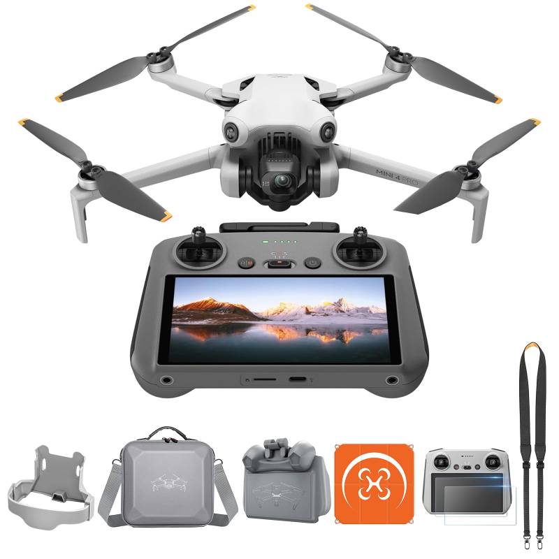 DJI Mini 4 Pro (DJI RC 2 Fernsteuerung) mit Vielseitiges Zubehör, faltbare Mini-Drohne mit 4K-Kamera für Erwachsene, unter 249 g, 34 Minuten Flugzeit, omnidirektionale Bilderkennung, Klasse-C0 von DJI