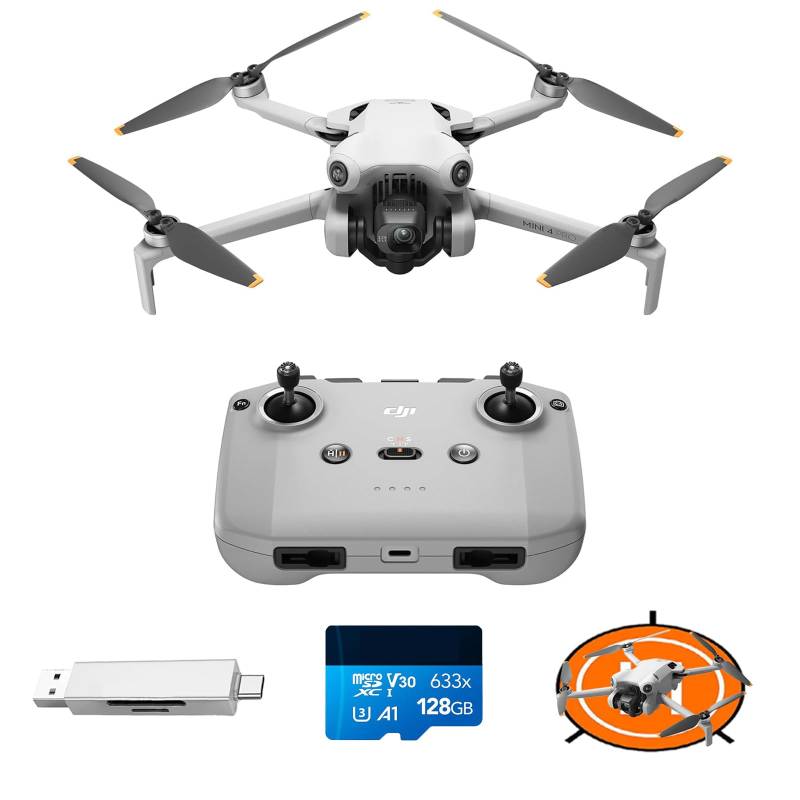 DJI Mini 4 Pro (DJI RC-N2 Fernsteuerung) mit Zubehör, faltbare Mini-Drohne mit 4K HDR-Videokamera, unter 249 g, 34 Minuten Flugzeit, 20 km max. Video-Übertragungsreichweite, C0 von DJI