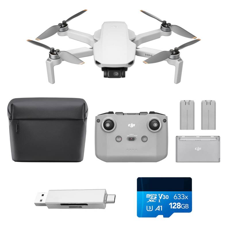 DJI Mini 4K Fly More Combo Bundle, Drohne mit 4K UHD Kamera, unter 249 g, 3-Achsen Gimbal Stabilisierung, 10 km Videoübertragung, autom. Rückkehr, 3 Akkus für 93 min Flugzeit von DJI