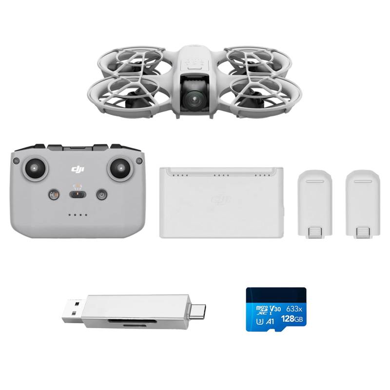 DJI Neo Fly More Combo mit Zubehör, Mini drohne mit 4K Kamera, 135g selbstfliegende Drohne, follow me funktion, Handstart, KI-Motivverfolgung, stabilisiertes Video, mit RC-N3 und 3 Akkus von DJI