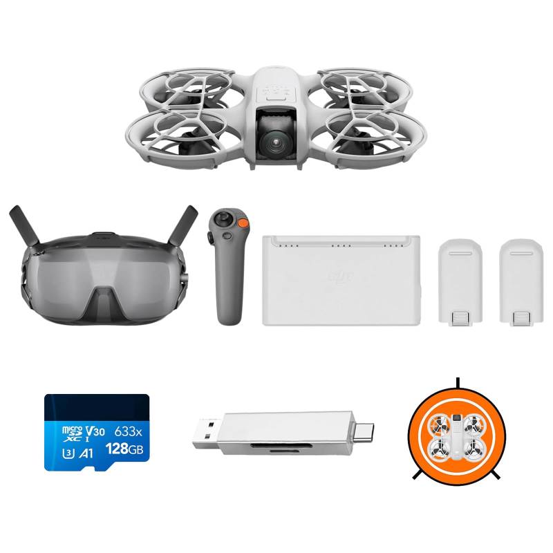 DJI Neo Fly More Combo mit Zubehör, Mini drohne mit 4K Kamera, 135g selbstfliegende Drohne, follow me funktion, Handstart, KI-Motivverfolgung, stabilisiertes Video, mit RC-N3 und 3 Akkus von DJI