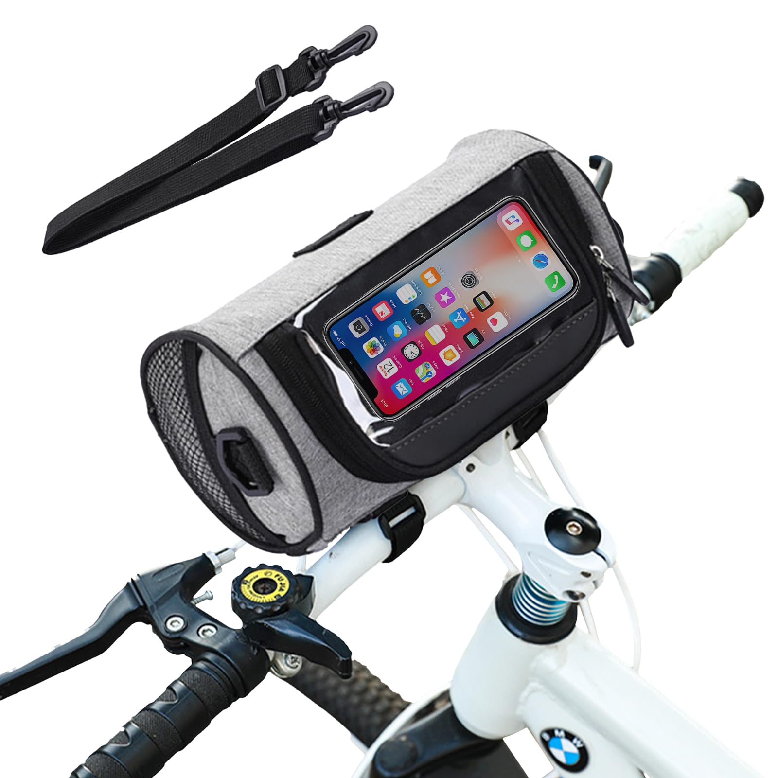 DKDDSSS Wasserdicht Lenkertasche Fahrrad, Fahrradtasche vorne Lenker, 3L Fahrradkorb Vorne, Touchscreen und Abnehmbarer Schultergurt, für Fahrrad, Rennrad und Elektrofahrräder, Grau DKDDSSS Wasserdicht Lenkertasche Fahrrad, Fahrradtasche vorne Lenker, 3L Fahrradkorb Vorne, Touchscreen und Abnehmbarer Schultergurt, für Fahrrad, Rennrad und Elektrofahrräder, Grau von DKDDSSS