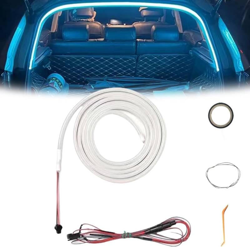 DKIIL NOIYB Dynamic Flowing Car Trunk Light Strip, 2M/4M Silikon Kofferraum Led Streifen, LED Kofferraum Lichtleiste, Automatischer Sensor Tail Box Light Strip (Blau, 2 m/78 in) von DKIIL NOIYB