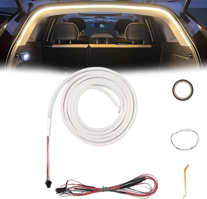 DKIIL NOIYB Dynamic Flowing Car Trunk Light Strip, 2M/4M Silikon Kofferraum Led Streifen, LED Kofferraum Lichtleiste, Automatischer Sensor Tail Box Light Strip (Gelb, 2 m/78 in) von DKIIL NOIYB