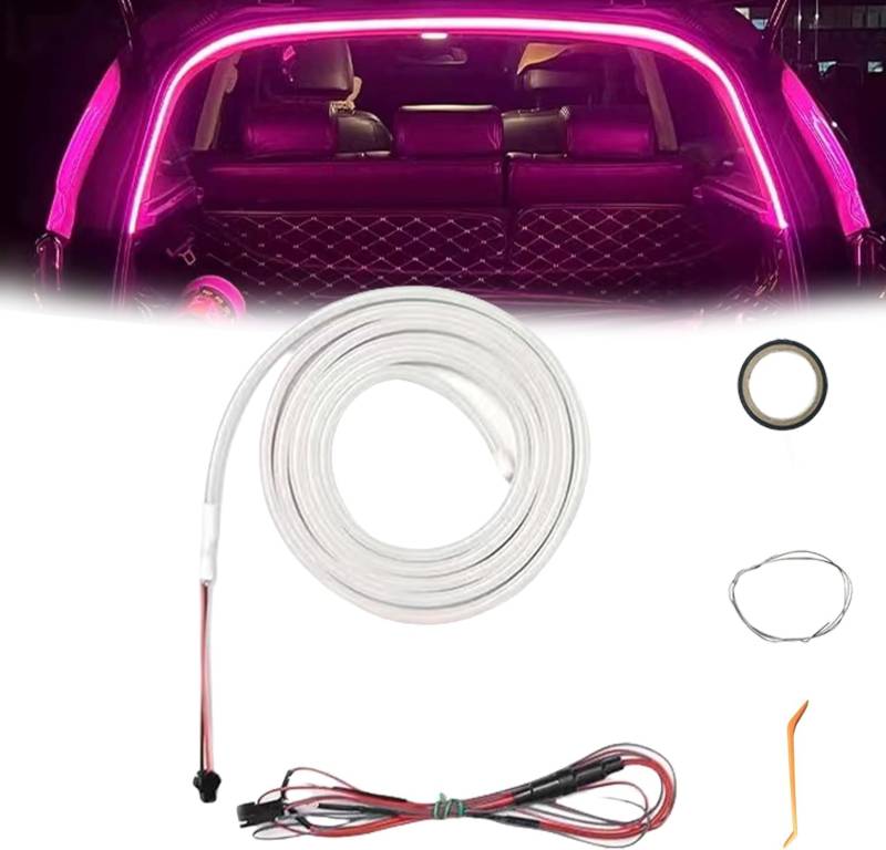 DKIIL NOIYB Dynamic Flowing Car Trunk Light Strip, 2M/4M Silikon Kofferraum Led Streifen, LED Kofferraum Lichtleiste, Automatischer Sensor Tail Box Light Strip (Lila, 2 m/78 in) von DKIIL NOIYB