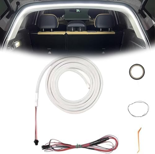 DKIIL NOIYB Dynamic Flowing Car Trunk Light Strip, 2M/4M Silikon Kofferraum Led Streifen, LED Kofferraum Lichtleiste, Automatischer Sensor Tail Box Light Strip (Weiß, 2 m/78 in) von DKIIL NOIYB