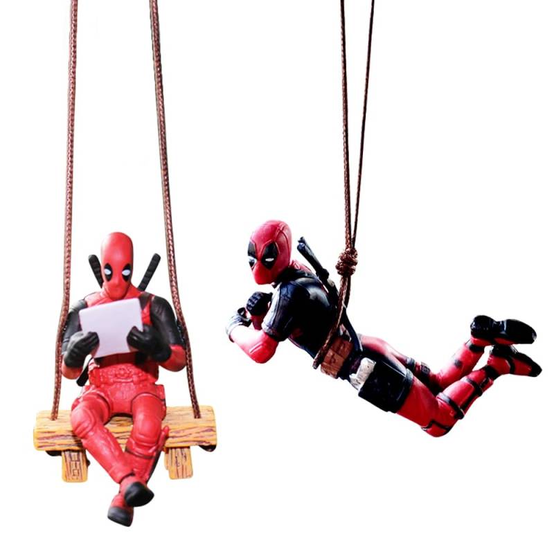 Cartoon-Animation Rückspiegel-Anhänger, 2Pcs Deadppool-Autoanhänger Anime Rückspiegel Deko Deaddpool Ornament Auto Deko Innenspiegel Anhänger Auto Innen Dekoration Zubehör Geschenke von Fans von DKLQXCE